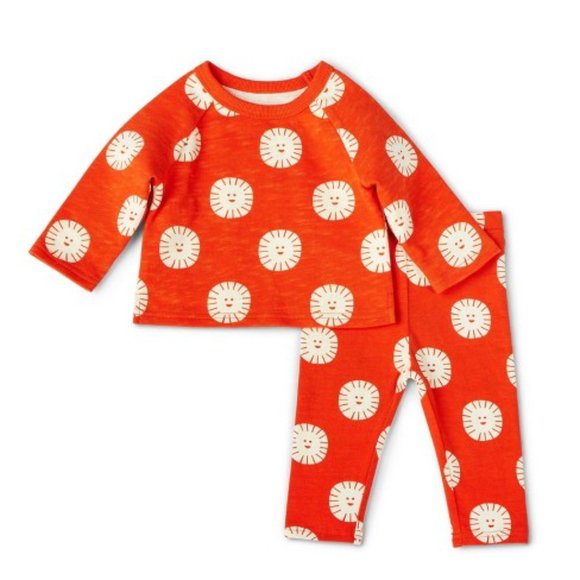 NWT Christian Robinson X Target Orange Baby Sun Print Top & Bottom Set Newborn - Picture 1 of 8